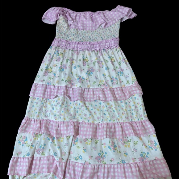 Miss Selfridge Pink Floral Ruffle Off-Shoulder Maxi Dress - Picture 5 of 8